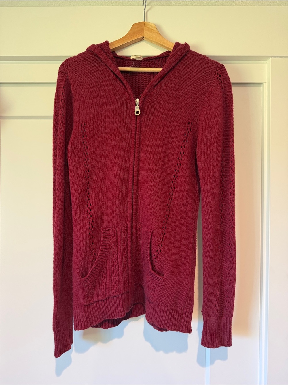 Aventura Women's Wool Blend Hooded Zip Cardigan Sweater - Wine